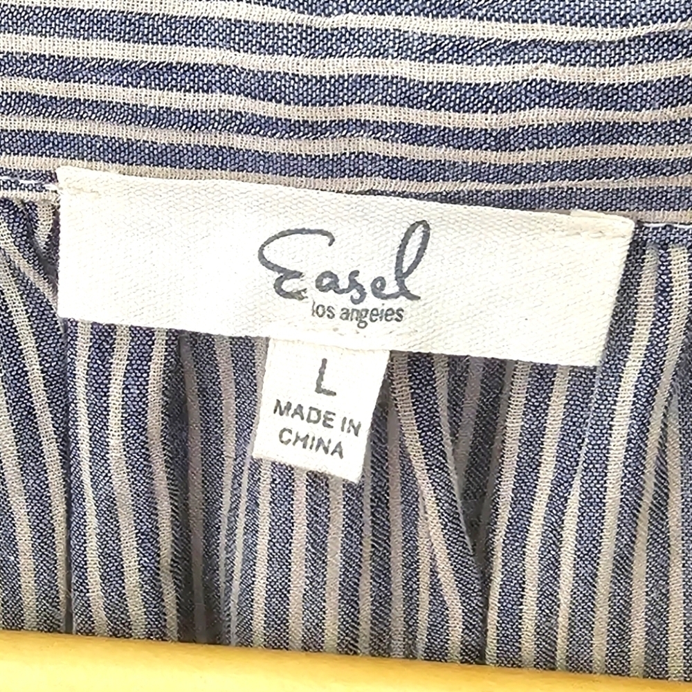 Easel Collared Button Closure Oversized Striped P… - image 3